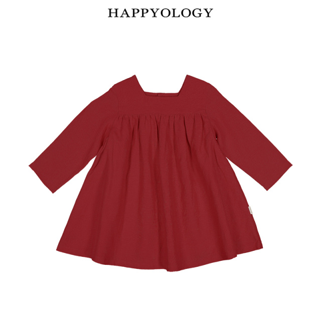11847840.happyology英国童装亚麻儿童裙子长袖秋季纯色连身裙女小童连衣裙