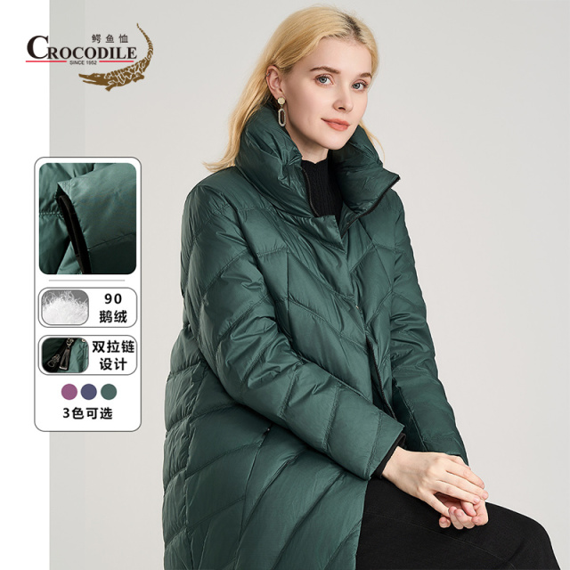 9872464.鳄鱼恤【90鹅绒】冬季简约御寒立领女士羽绒服女