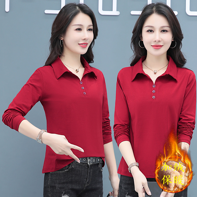 9905299.七玻威冬季加绒女士时尚显瘦T恤打底衫【七玻威女装1】