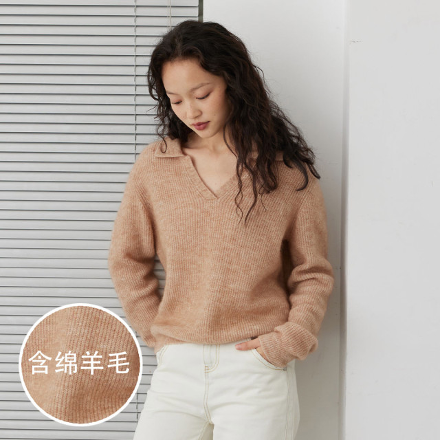 9911621.思诺芙德绵羊毛加厚通勤长袖针织上衣女式羊毛衫