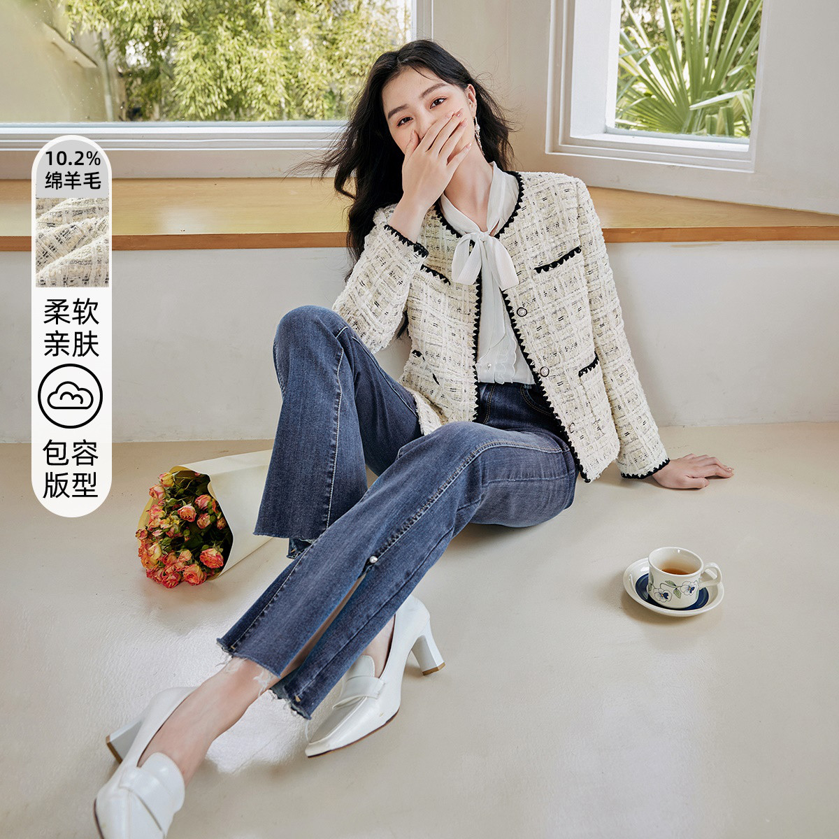 9976621.小香风外套女名媛风法式粗花呢高级小个子短外套