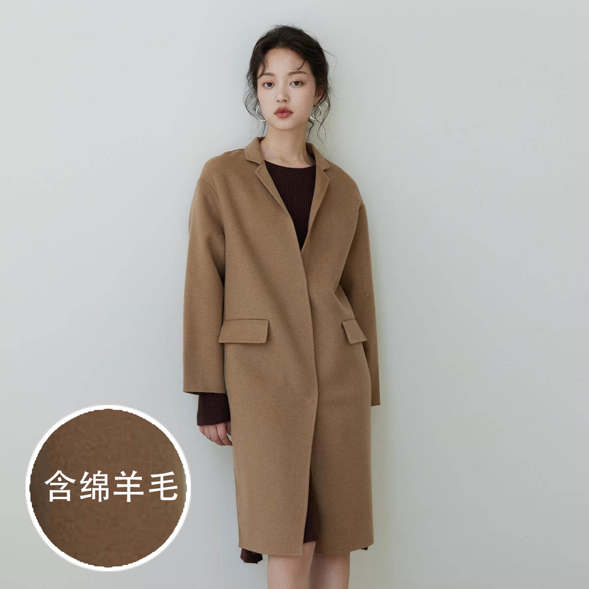 9956603.思诺芙德新款气质西装百搭中长双面女大衣-ZB