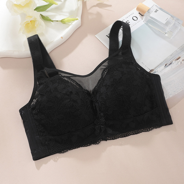 9960954.爱黛大胸显小收副乳防下垂调整型女士内衣性感蕾丝防走光抹胸文胸