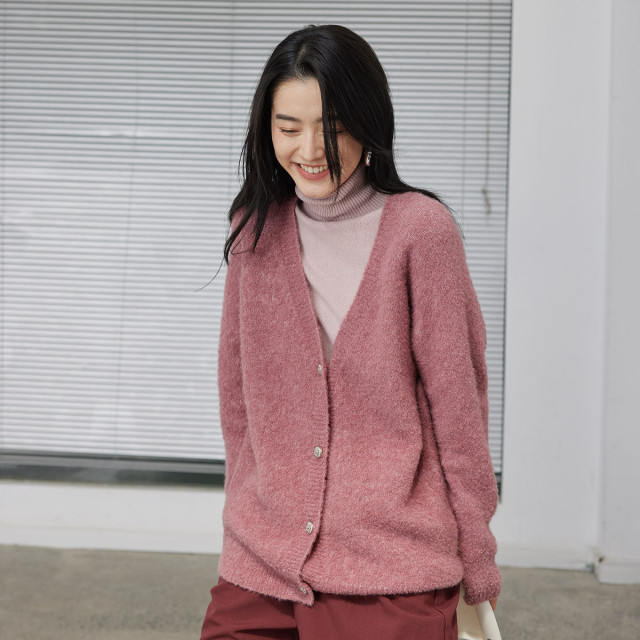 9988964.思诺芙德V领宽松长袖百搭针织开衫女式外套