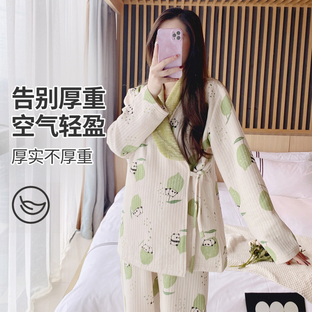 10015372.兔妈三层加厚月子服秋冬季厚产后孕妇睡衣女喂奶哺乳家居服套装秋冬装