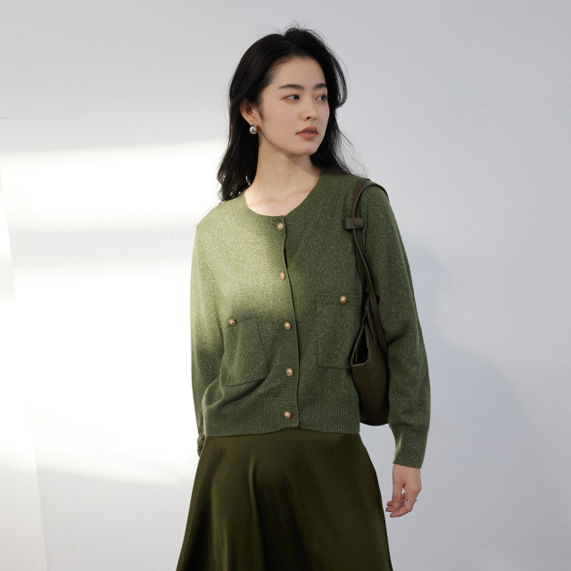10027402.思诺芙德新品百搭长袖针织上衣女式羊绒开衫