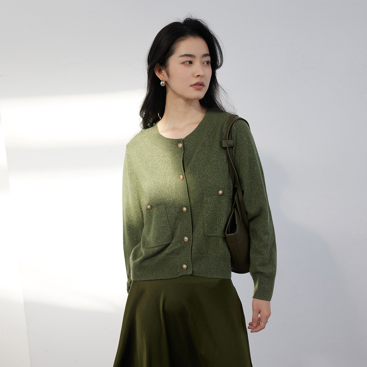 10027402.思诺芙德新品百搭长袖针织上衣女式羊绒开衫