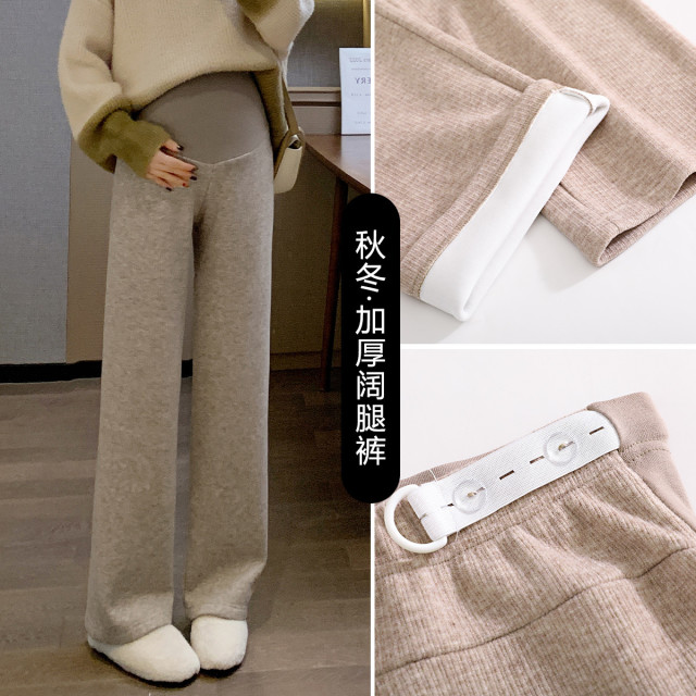 12999614.孕妇裤冬款加绒加厚孕妇装秋冬外穿时尚休闲保暖糯米阔腿裤子
