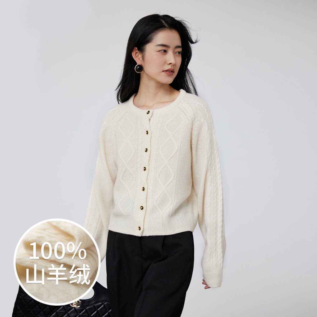 10067257.思诺芙德圆领纯色长袖百搭女式羊绒衫