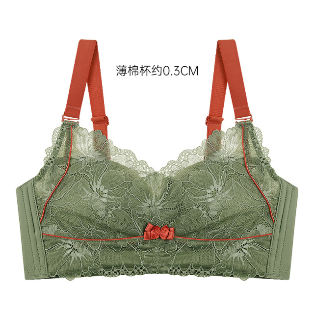 10088667.爱黛【全罩杯撞色乳胶棉】大胸显小无钢圈聚拢侧收收副乳内衣文胸罩