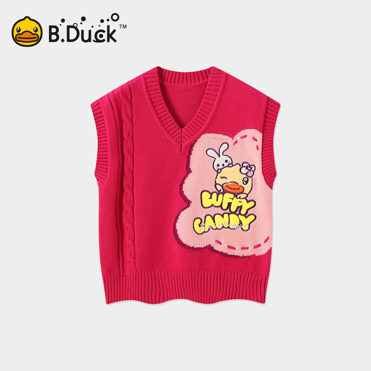 12661647.B.Duck小黄鸭童装女童针织毛衣背心春秋款