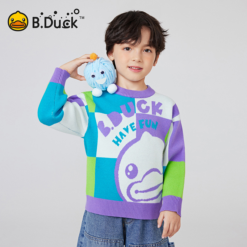 12661624.小黄鸭2024春季上装套头针织衫男女童童装[尺码以详情图为准]