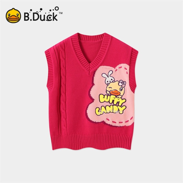 12661647.B.Duck小黄鸭童装女童针织毛衣背心春秋款