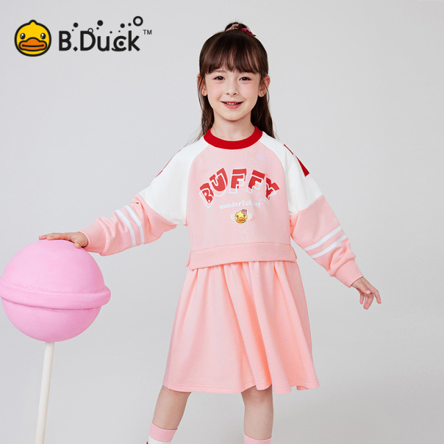 12661651.B.Duck小黄鸭童装新款春秋甜美女孩卫衣连衣裙