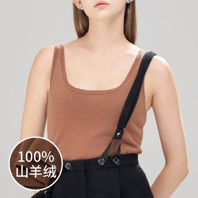 10103685.思诺芙德山羊绒吊带保暖内搭修身女式背心