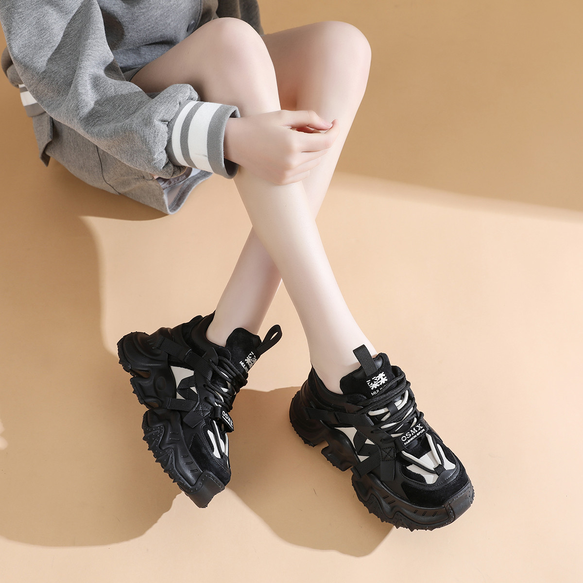 10115298.木林森厚底老爹鞋女时尚运动休闲鞋女鞋