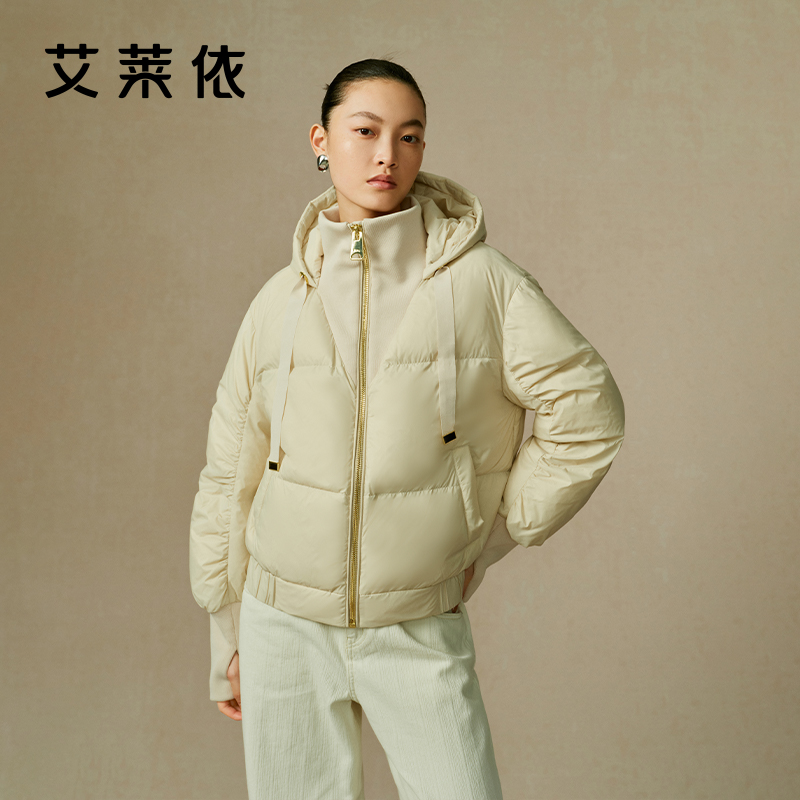10917432.【新中式系列】艾莱依国风羽绒服女冬季连帽复古短款鸭绒翻领保暖外套冬