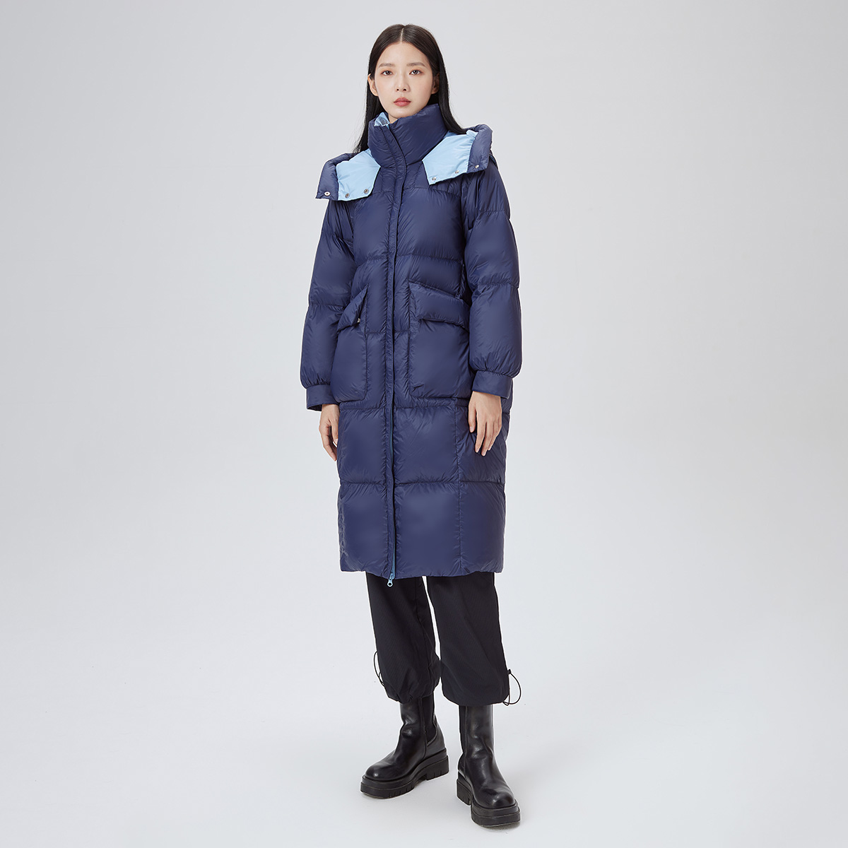 10917427.艾莱依极寒系列羽绒服女中长款户外防风外套女