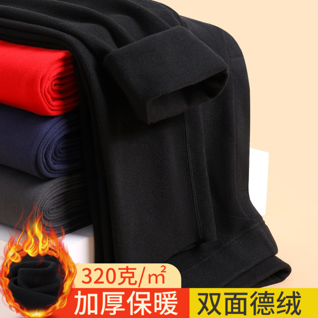10152339.古今【超低特惠清仓~清完不补~】双面磨毛中腰秋裤男士打底保暖裤
