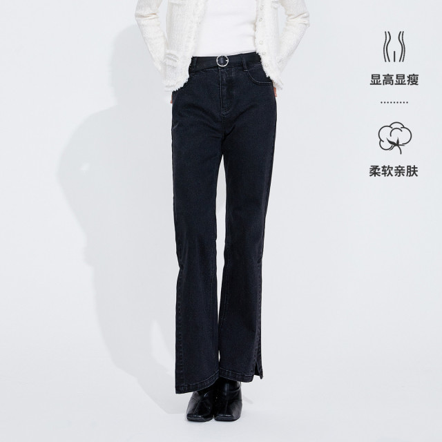 10158969.【裤脚开叉】 23秋冬新品复古喇叭裤女士牛仔长裤