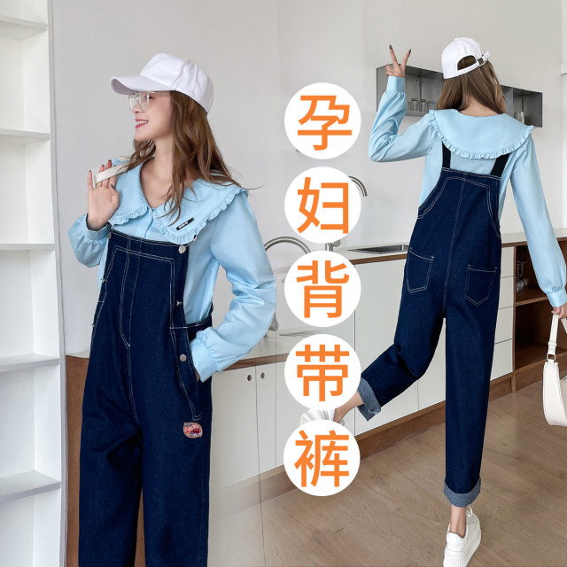10196817.兔妈孕妇裤春秋季孕妇外穿牛仔裤孕妇装托腹裤连体长裤背带裤休闲春装