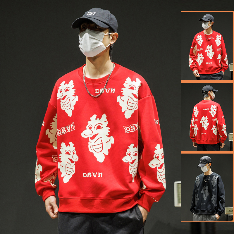 10231001.七玻威春秋新款男士龙年圆领潮流百搭卫衣【七玻威男装1】