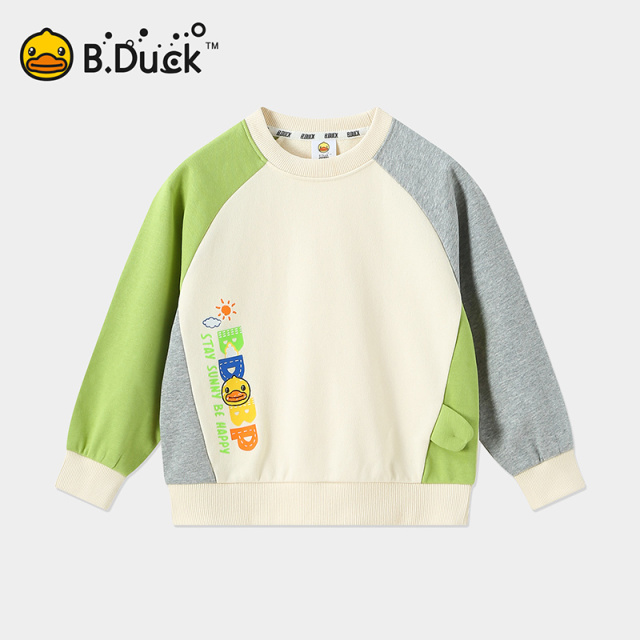 12661684.B.Duck小黄鸭童装男女童春季2024新款撞色圆领卫衣