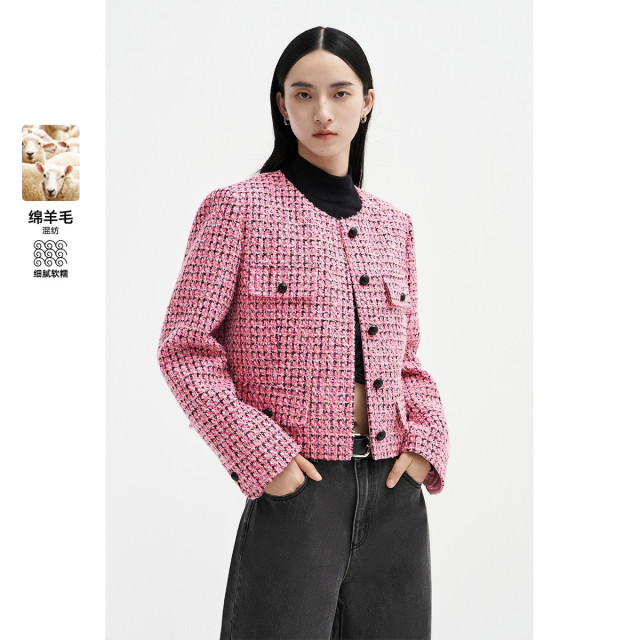 10255106.2024春季新款富家千金感经典花式纱女士香风外套