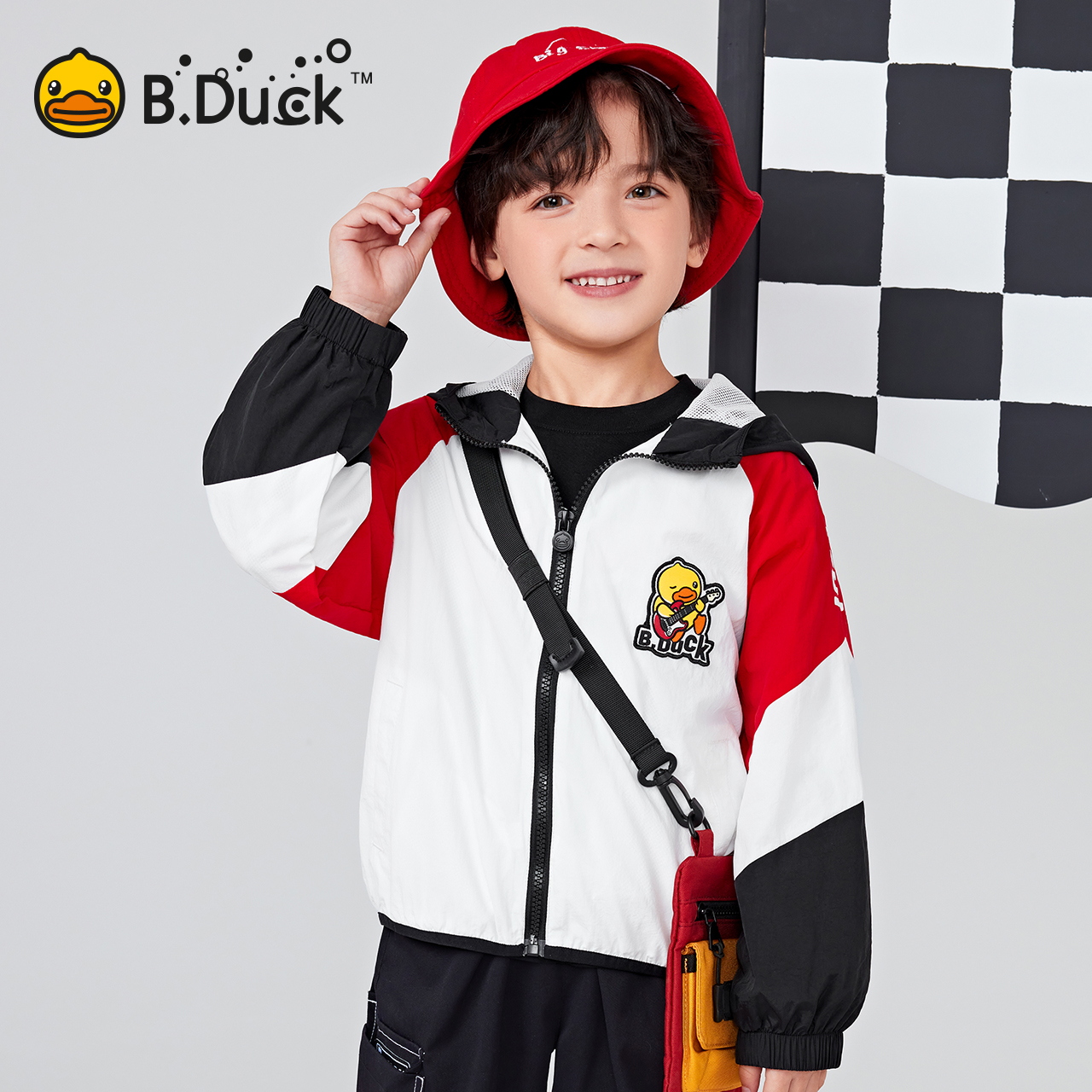 12661703.B.Duck小黄鸭童装男童2024新款春秋连帽外套
