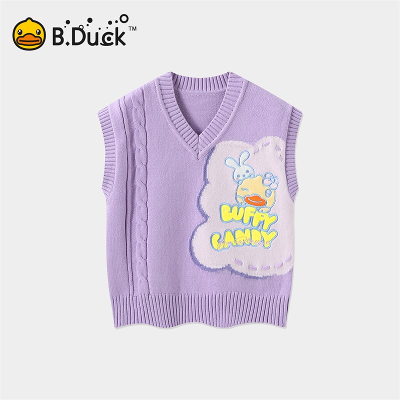 12661707.B.Duck小黄鸭童装女童新款针织毛衣背心