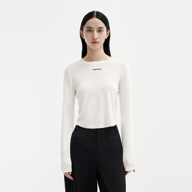 10254966.2024春季新款经典纯色修身logo女士打底针织衫