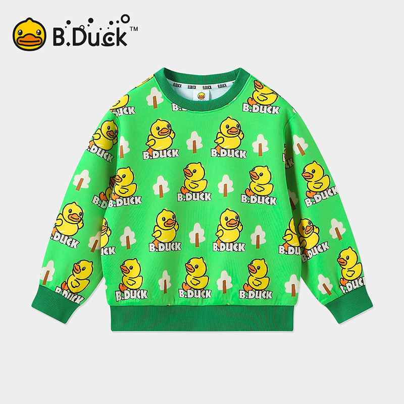 12661682.B.Duck小黄鸭童装男女童2024新款春季个性圆领卫衣