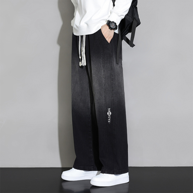 10260072.季婕春秋新款男士M-8XL大码直筒显高潮流牛仔裤【季婕男装1】