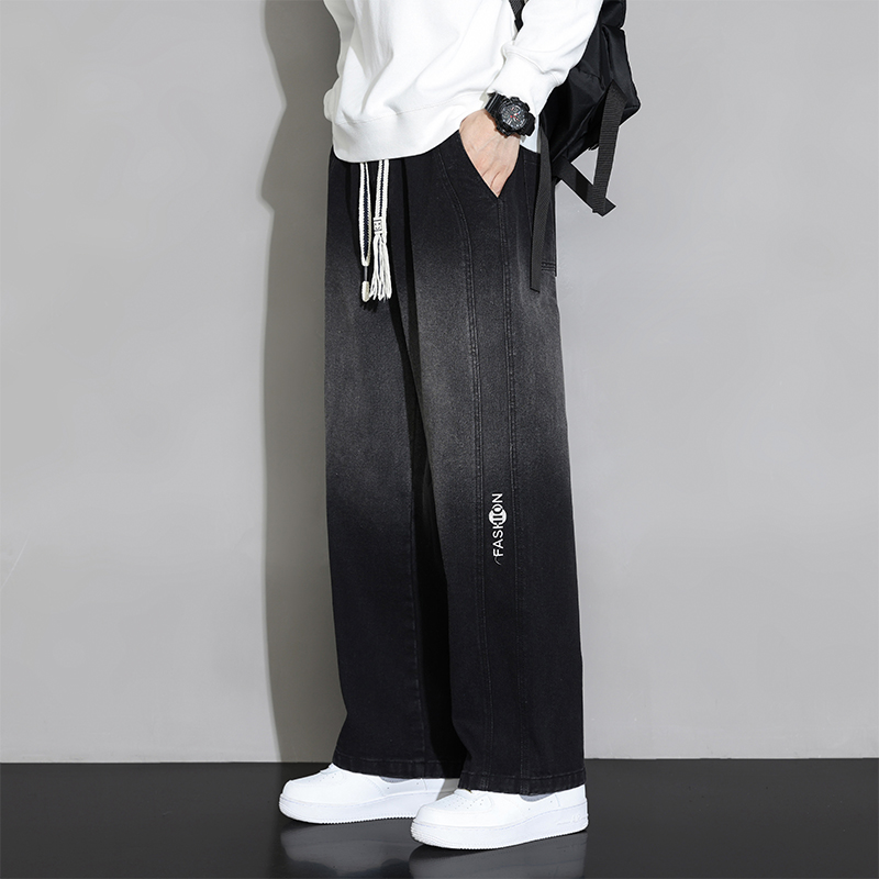 10260072.季婕春秋新款男士M-8XL大码直筒显高潮流牛仔裤【季婕男装1】
