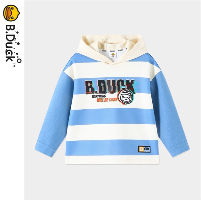 12661715.B.Duck小黄鸭童装2024春季新品条纹连帽儿童卫衣潮