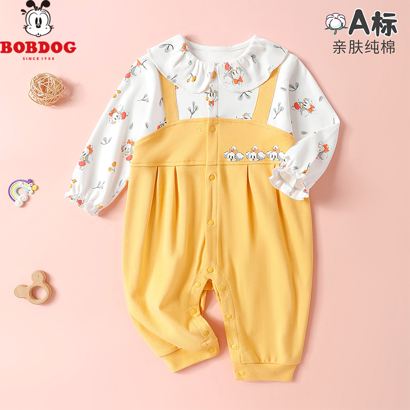 13667646.巴布豆巴布豆婴儿连体衣服春秋季纯棉宝宝长袖爬服可爱婴童哈衣男童女童装