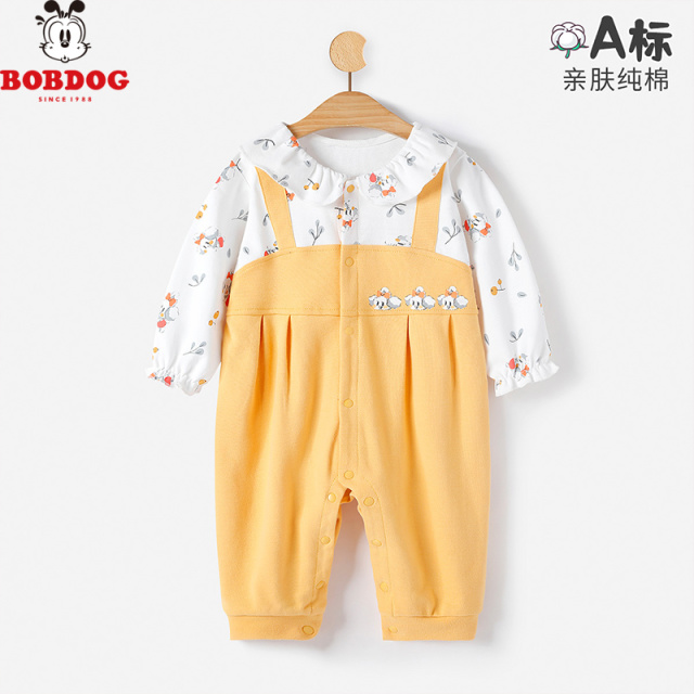 13667646.巴布豆巴布豆婴儿连体衣服春秋季纯棉宝宝长袖爬服可爱婴童哈衣男童女童装