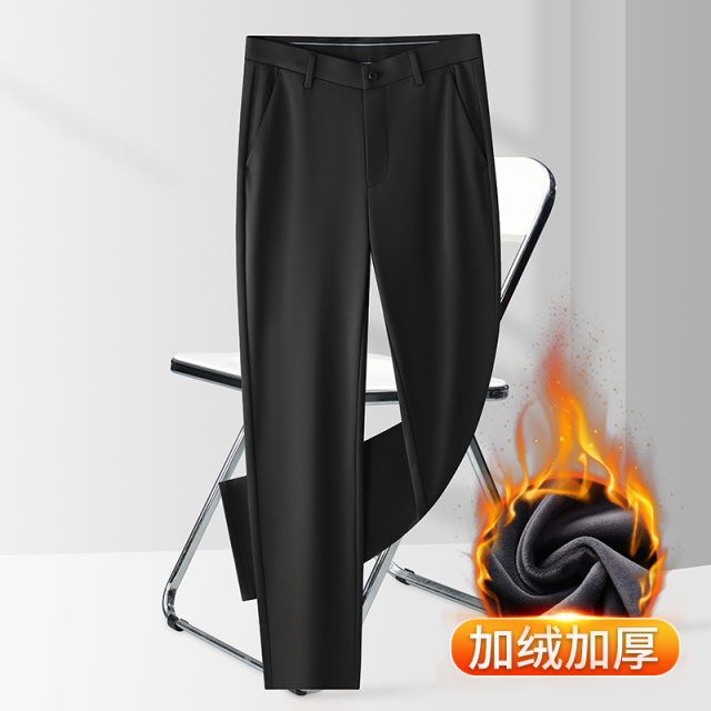 10290333.加绒加厚 羊毛混纺男士商务休闲裤弹力直筒男裤