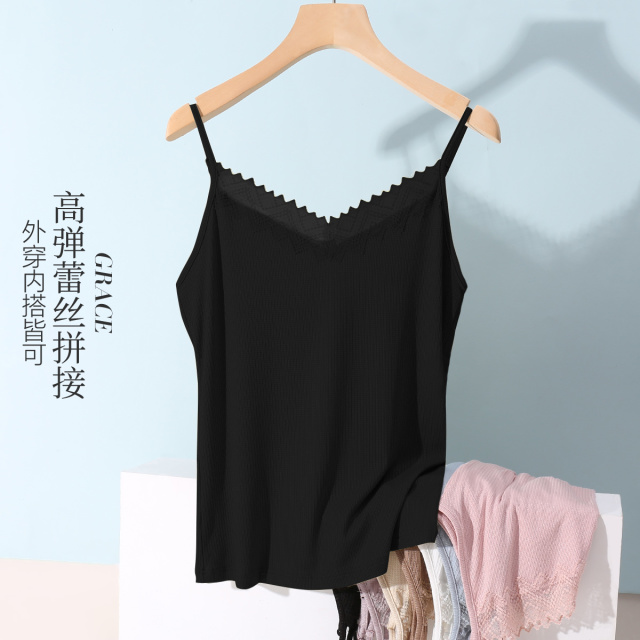 10313349.古今V领蕾丝拼接吊带内搭打底衫外穿女士背心上衣