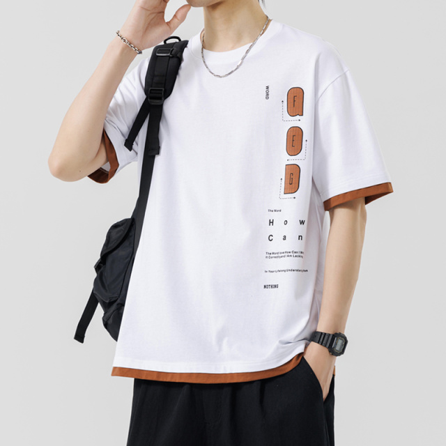 10331022.衣仕梵夏季男士新款潮流假两件百搭短袖T恤【衣仕梵男装XJ】