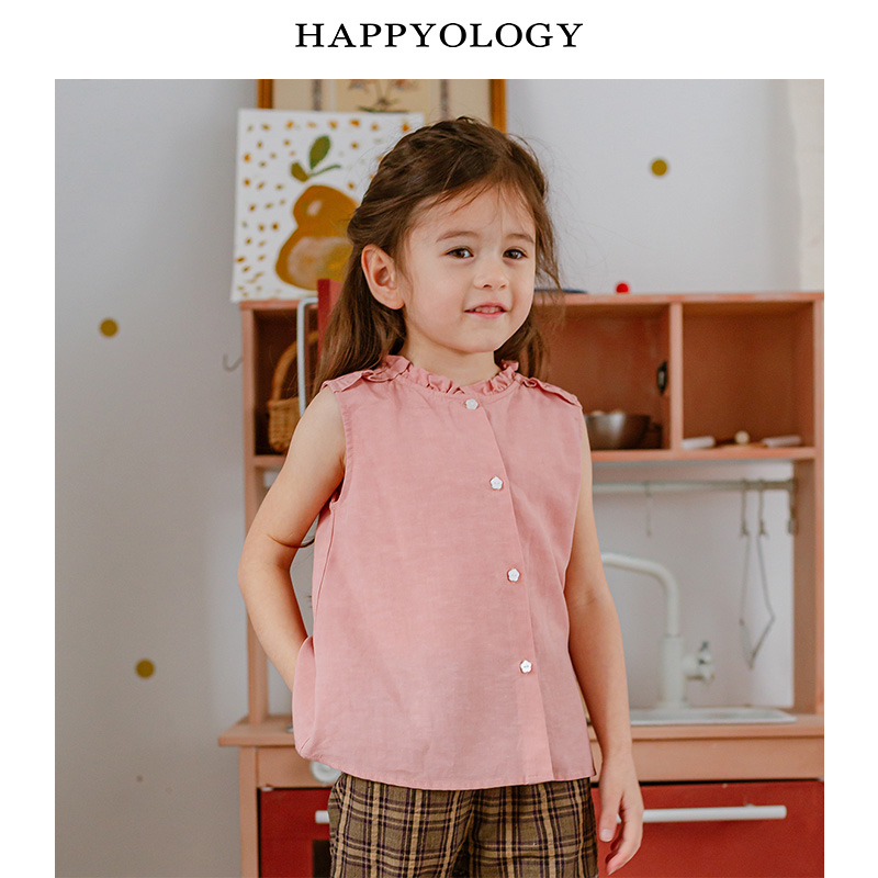 11847758.happyology英国儿童衬衫女童纯棉上衣英伦宝宝衬衣夏季装无袖薄款