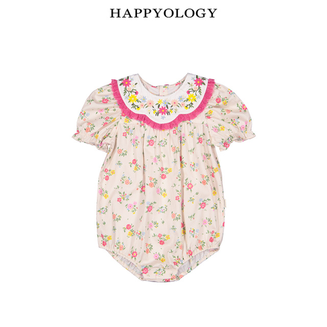 11847774.happyology英国女童连体衣儿童春季新品印花包屁衣绣花婴儿衣服棉