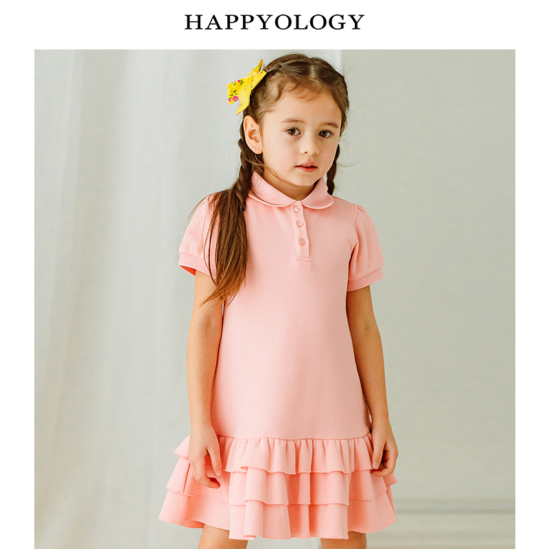 11847773.happyology英国女童连体衣纯色儿童连衣裙英伦夏季短袖裙子