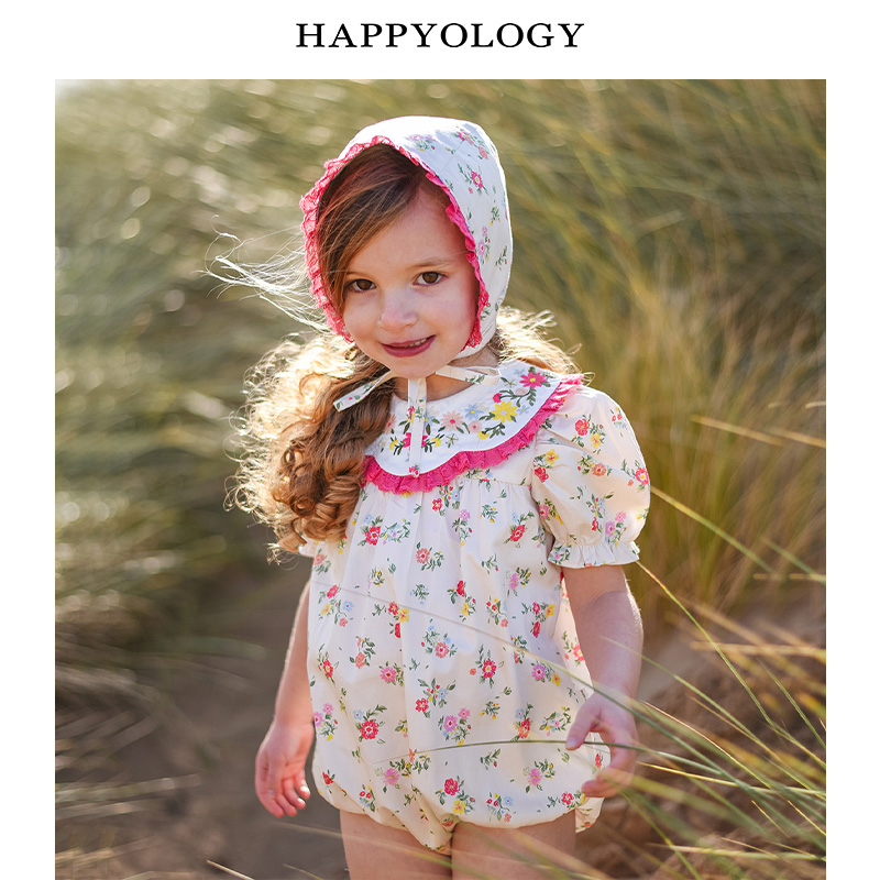 11847774.happyology英国女童连体衣儿童春季新品印花包屁衣绣花婴儿衣服棉