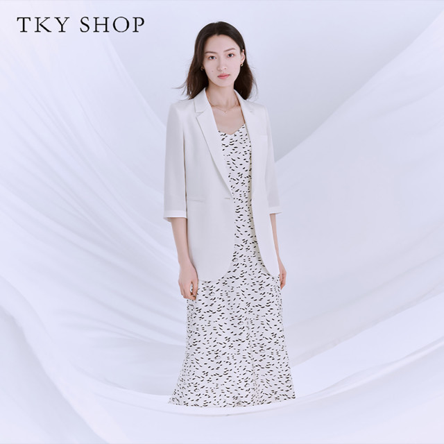 10360038.TKYSHOPV领缎面波点吊带裙2024年夏季新款