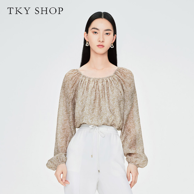 10359849.TKYSHOP轻薄印花长袖上衣2024年春季新款优雅气质
