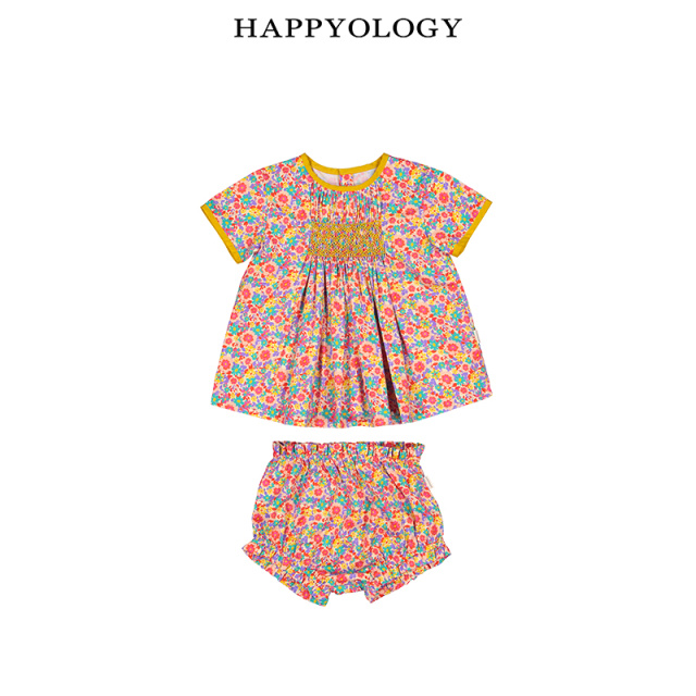 11847754.happyology英国女童夏季短袖套装宝宝衣服纯棉碎花上衣短裤两件套
