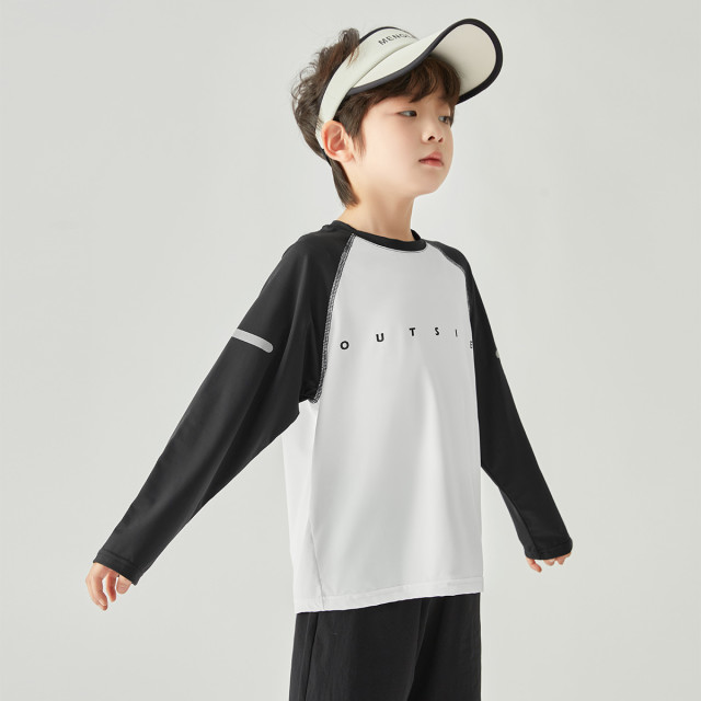 13309674.【防晒冰爽】儿童夏季速干吸湿训练服男童软弹透气运动长袖T恤