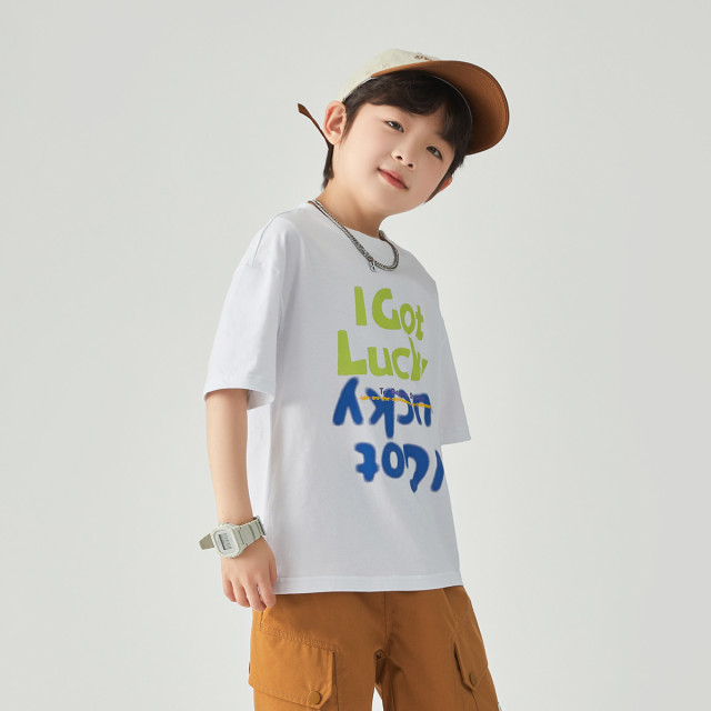 13309174.儿童2025夏季亲肤凉感T恤男童时尚百搭短袖中大童舒爽纯棉上衣
