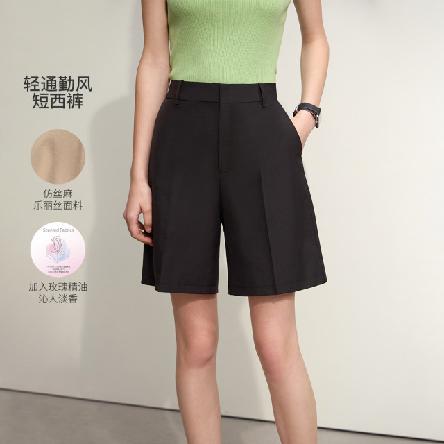 10417010.【优雅职场】春季新款简约风休闲短裤女商务通勤直筒西裤